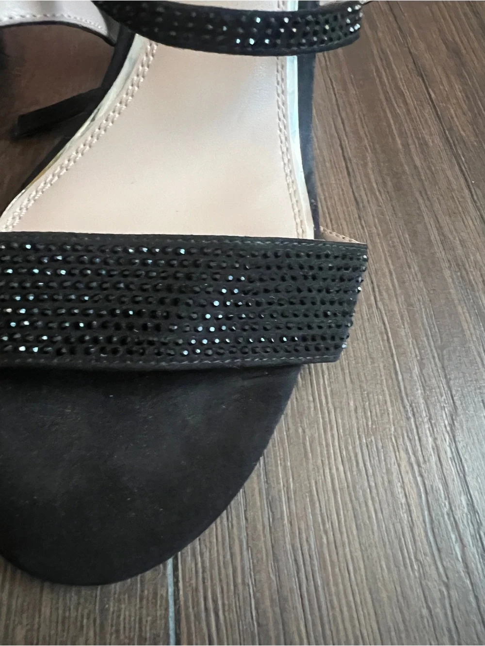 Kelly & Katie Black Rhinestone Ankle-Strap Heels